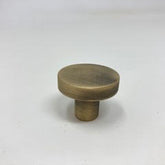 Flat Knob in Solid Aged Brass | 25mm and 30mm | Cabinet Knobs and Handles | I00% Brass | Kitchen Handle Replacement