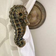 Seahorse Hook | Curtain Hold Back | Curtain Tie Back | Jewellery Hook | Antique Brass | Iron