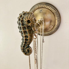 Seahorse Hook | Curtain Hold Back | Curtain Tie Back | Jewellery Hook | Antique Brass | Iron