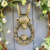 Vintage Antique Brass Hare Ring O Roses Solid Brass Door Knocker