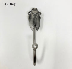 Antique Pewter Metal Hooks. Decorative Tie-Back & Towel Hooks for Bathroom, Bedroom, and Iron Décor. Durable & Stylish Home Accessories