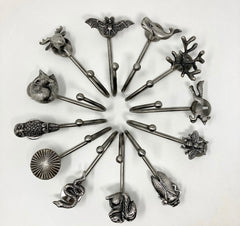 Antique Pewter Metal Hooks. Decorative Tie-Back & Towel Hooks for Bathroom, Bedroom, and Iron Décor. Durable & Stylish Home Accessories