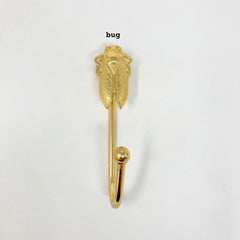 Bright Gold Iron Wall Hooks. Handmade Metal Animal Hooks & Tie-Backs, Unique Decorative Accents for Home, Office, & Garden