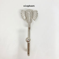 Silver Animal Iron Wall Hooks - Tie Back - Silver Handmade Metal Animal Hooks for Home, Office, & Garden Décor