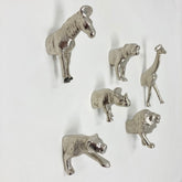 KNOBS Safari Silver Animal Iron Metal Wall Hooks. SET of 6 or Individual Knobs