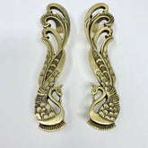Solid Brass Antique Pair Peacock Long Handles for Cabinets, Doors, & Furniture with a Timeless Appeal