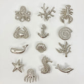 Silver Sealife Marine Nautical Metal Knob. Charming Coastal Decorative Hardware for Bathroom, Cupboards, Dresser, Cabinet, Chest of Drawers