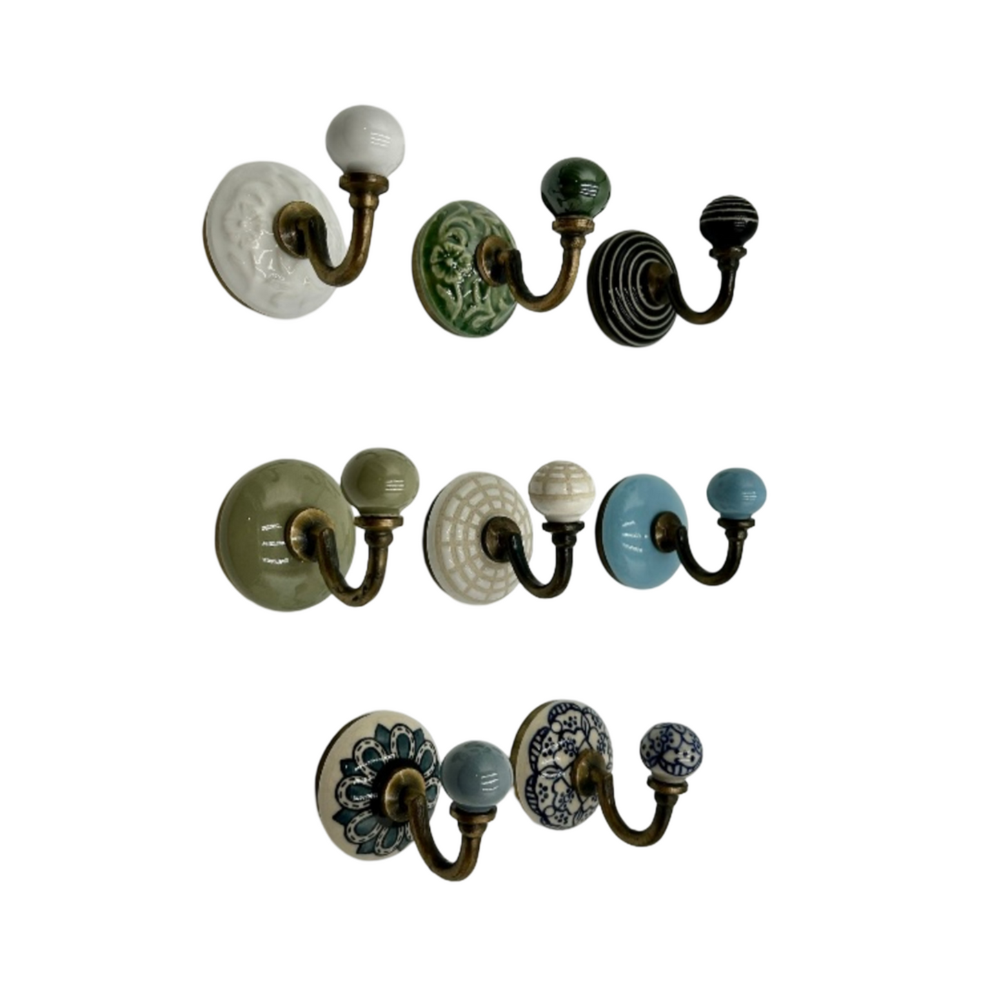 Ceramic Hook with Antique Brass