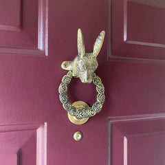 Vintage Antique Brass Hare Ring O Roses Solid Brass Door Knocker