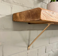 UNLACQUERED Elegant Solid Slim Brass SHELF BRACKET. Available in Polished or Aged Finish, 6" & 8" Sizes for Stylish Home Shelving