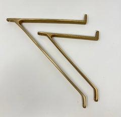 UNLACQUERED Elegant Solid Slim Brass SHELF BRACKET. Available in Polished or Aged Finish, 6" & 8" Sizes for Stylish Home Shelving