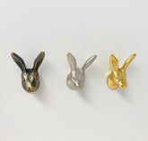 Hare Rabbit Knob in Gold Silver & Antique Bronze Drawer Pull Animal Knob