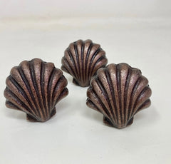 ANTIQUE COPPER Art Deco Shell Clam Knob | Handle Kitchen Cupboard Home Bathroom Hallway Seaside Nautical