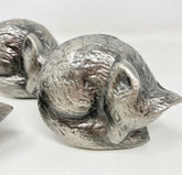 ANTIQUE PEWTER Sleeping Fox Woodland Knob | Iron | Drawer Pull Door Pull | Animal Antique