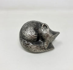 ANTIQUE PEWTER Sleeping Fox Woodland Knob | Iron | Drawer Pull Door Pull | Animal Antique