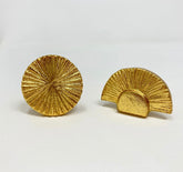 Gold Art Deco Round & Half Fan Knob Iron Knob, Kitchen Knob, Vintage Fan Knob Cabinet Pull Dresser Knob, Decorative Knob, Cabinet Hardware
