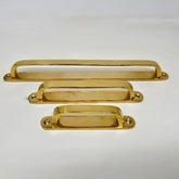 UNLACQUERED Backplate Handles | 4 3/4" | 6.5"| 10.5" | Polished Brass | Antique | Kitchen | Wardrobe | Chest | Cover Holes