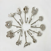 Silver Sea-life Marine Nautical Hooks Tie-Back Towel Hook Iron for Home, Bathroom Bedroom Office, & Garden Décor
