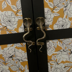 Solid Antique Brass Pair Snake Cobra Long Handles for Cabinets, Doors, & Furniture with a Bold, Exotic Touch