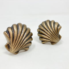 Art Deco Antique Brass Shell Clam Knob | Handle Kitchen Cupboard Home Bathroom Hallway Seaside Nautical
