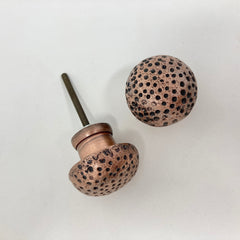 Antique Copper Hammered Knob & Cup Handle Cabinet - Drawer Pull Door Knob Kitchen Replacement Knob