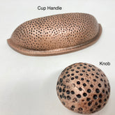 Antique Copper Hammered Knob & Cup Handle Cabinet - Drawer Pull Door Knob Kitchen Replacement Knob