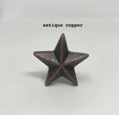 Star Knob in Iron Metal in Gold, Antique Copper or Silver. Drawer Pull decor drawer pull