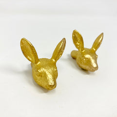 Old Gold Rabbit Head Knob Antique Gold Vintage Gold Woodland Iron Drawer Pull Door Pull Animal Knob