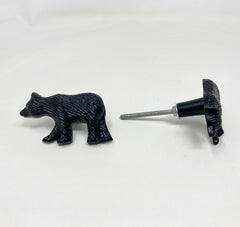 Bear Knob in Black | Drawer Pull Animal Knob Cabinet
