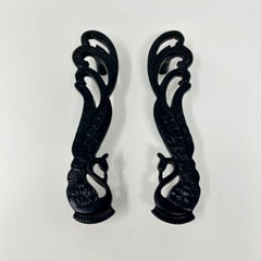 Black Solid Brass Antique Pair Peacock Long Handles for Cabinets, Doors, & Furniture with Timeless Charm