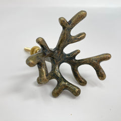 Antique Brass Coral Metal Knob Drawer Pull Cabinet Dresser