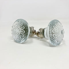 Vintage Victorian Style Clear Flower Round Glass Knob for Bathroom, Cabinet, Cupboard or Drawer