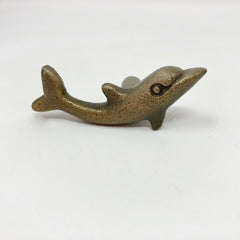 Antique Brass Dolphin Knob - Drawer Pull Door Pull Cabinet Cupboard Kitchen Bathroom