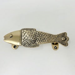 Brass Fish Antique Brass Handle. 100% Solid Brass, Unique Fish-Shaped Design for Cabinets, Drawers, & Furniture