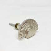 Art Deco Half Fan Knob Silver Iron Knob, Kitchen Knob, Vintage Fan Knob Cabinet Pull Dresser Knob, Decorative Knob, Cabinet Hardware