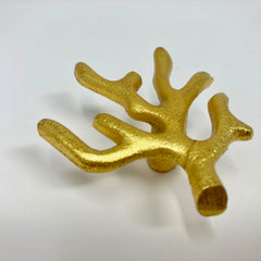 Gold Coral Tree Branch Knob Drawer Pull - Cabinet Dresser Chest of Drawers