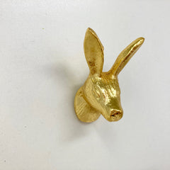 Hare Rabbit Knob in Gold Silver & Antique Bronze Drawer Pull Animal Knob