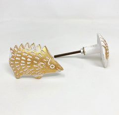 Washed Gold Hedgehog Iron Drawer Pull, Rustic Cabinet Door Handle, Door Knobs