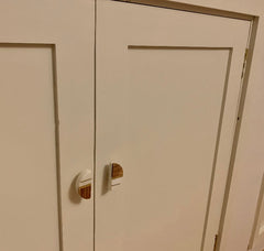 Half Moon Marble & Wood Knob with Brass Strips | Artistic Cabinet Knob and Furniture Hardware | Handles Rustic Cabinet Door
