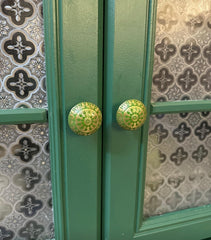 Moroccan Green & Gold Round Drawer Knob Cupboard Pull Drawer Brass Etched Drawer Knob Brass Bohemian Drawer Knob