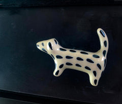 Black & White Spotted Dog Knob. Handcrafted Ceramic Decorative Knob for Cabinets, Drawers, and Furniture