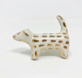 Gold & White Handmade Spotted Dog Knob made from Ceramic - Handle Kitchen Cupboard Home