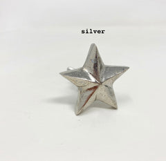 Star Knob in Iron Metal in Gold, Antique Copper or Silver. Drawer Pull decor drawer pull