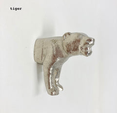 HOOKS Safari Silver Animal Iron Metal Wall Hooks. SET of 6 or Individual Hooks, Unique Animal-Inspired Design for Walls and Doors