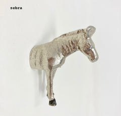 HOOKS Safari Silver Animal Iron Metal Wall Hooks. SET of 6 or Individual Hooks, Unique Animal-Inspired Design for Walls and Doors