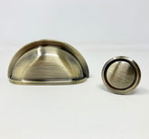 Antique Brass Knob or Cup Handle for Cabinets and Drawers. Vintage Style Hardware for Home Renovation and Furniture