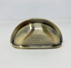 Antique Brass Knob or Cup Handle for Cabinets and Drawers. Vintage Style Hardware for Home Renovation and Furniture