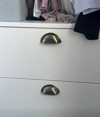 Antique Brass Knob or Cup Handle for Cabinets and Drawers. Vintage Style Hardware for Home Renovation and Furniture