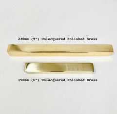 UNLACQUERED L Shaped Solid Brass Kitchen Drawer Handles | Drawer Pulls | 150mm | Polished | Kitchen | Replacement | Chest | Antique | 240mm