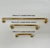 UNLACQUERED Polished Brass Reeded Handles | Backplates